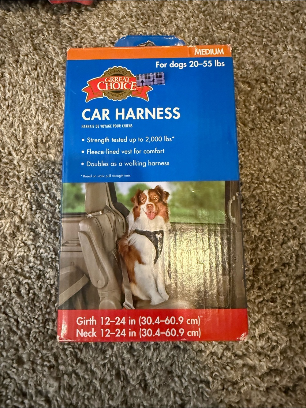 Great Choice Medium Blue & Orange Car Harness (20-55 lbs)